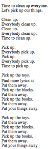 PRESCHOOL CLEAN UP SONG