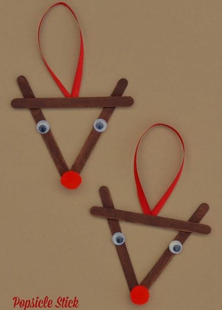 Popsicle Stick Reindeer Kid Christmas Ornament