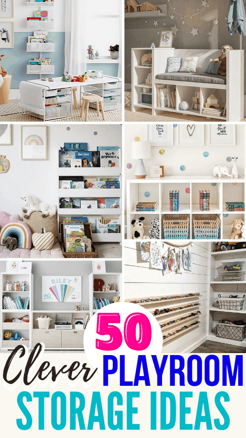 This amazing playroom storage look is amazing! Perfect storage for the kids. Mommy Experts Share 50 Playroom Storage Ideas That Will Turn Your Child's Messy Play Space Into An Organized and Safe Play Haven For Kids. Small Playrooms Too.