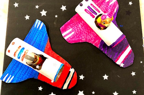 This super cool space crafts for kids is so fun! Solar system crafts, rocket crafts, galaxy crafts, you name it, nothing will beat this rocket activity! It can be included as space crafts for toddlers, space crafts for preschoolers, and space crafts for kids pf older ages.