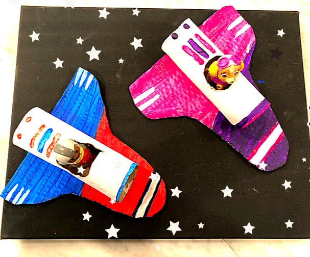 This super cool space crafts for kids is so fun! Solar system crafts, rocket crafts, galaxy crafts, you name it, nothing will beat this rocket activity! It can be included as space crafts for toddlers, space crafts for preschoolers, and space crafts for kids pf older ages.