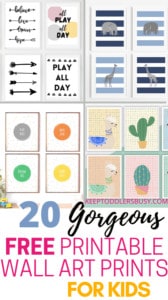 These Free Wall Art Printables are Simply Gorgeous and Super Useful for any playroom design, nursery, or kids room decor. Use for kids, playroom ideas, or nursery ideas.