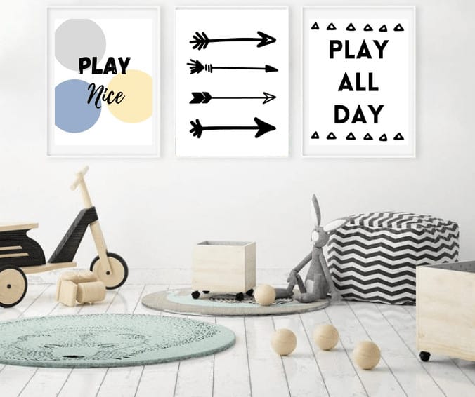 These Free Wall Art Printables are Simply Gorgeous and Super Useful for any playroom design, nursery, or kids room decor. Use for kids, playroom ideas, or nursery ideas.