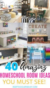 Mommy Experts Share 40 Homeschool Room Ideas That Will Turn Your Child's Space Into An Organized Learning Area For Kids In Small Spaces Too. Get Great Ideas For Home School Desks, Tables, and Storage