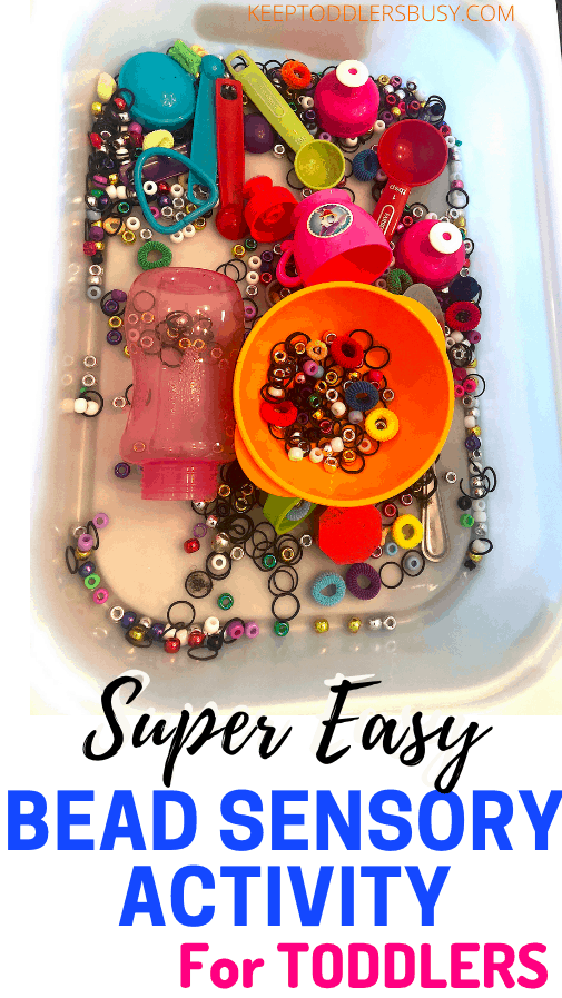 Looking for an Awesome Sensory Activity for Toddlers? Well This Bean Sensory Activity Is An Absolute Must! This Bead Sensory Bin Activity Is A Super Easy Way To Have Tons of Fun.