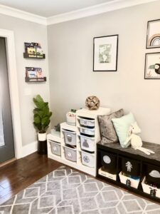 My Kid's Messy, Half Organized, Play Space Gets An IKEA Playroom Storage Makeover Into a Chíc, Organized, Kid's Room! We Painted Trofast Units Using Playrooms Ideas With Design Budget In Mind