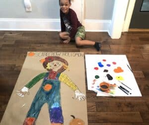 This Giant Scarecrow is Such A Fun Fall Craft Idea For Kids! Fall Crafts Are Awesome, But This Activity Is One Of The Best. It's Great For All Ages and Occupies The Kids For A Great Family Activity.
