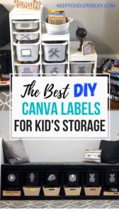 Wondering How To Make Beautiful Custom Labels For Your Storage At Home? Well I Have Put Together A Label Making Tutorial Using Canva That Will Have You Printing Playroom Storage Labels In No Time.
