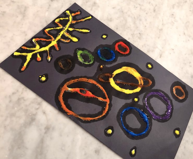 solar system salt painting for kids