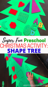 Make Your Holidays With The Kids Super Memorable By Having Fun With These Awesome Preschool Christmas Activities! This Shape Tree Idea Will be An Instant Hit.