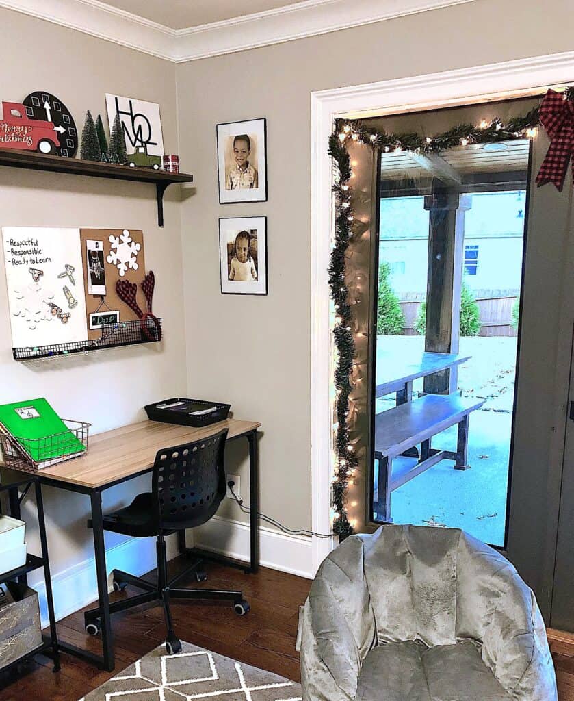 We decided to add a few subtle Christmas Decor touches to the kid's playroom and homeschool room for Holidays! This Will be a Great Place To Do Their Christmas Crafts and Christmas Games.