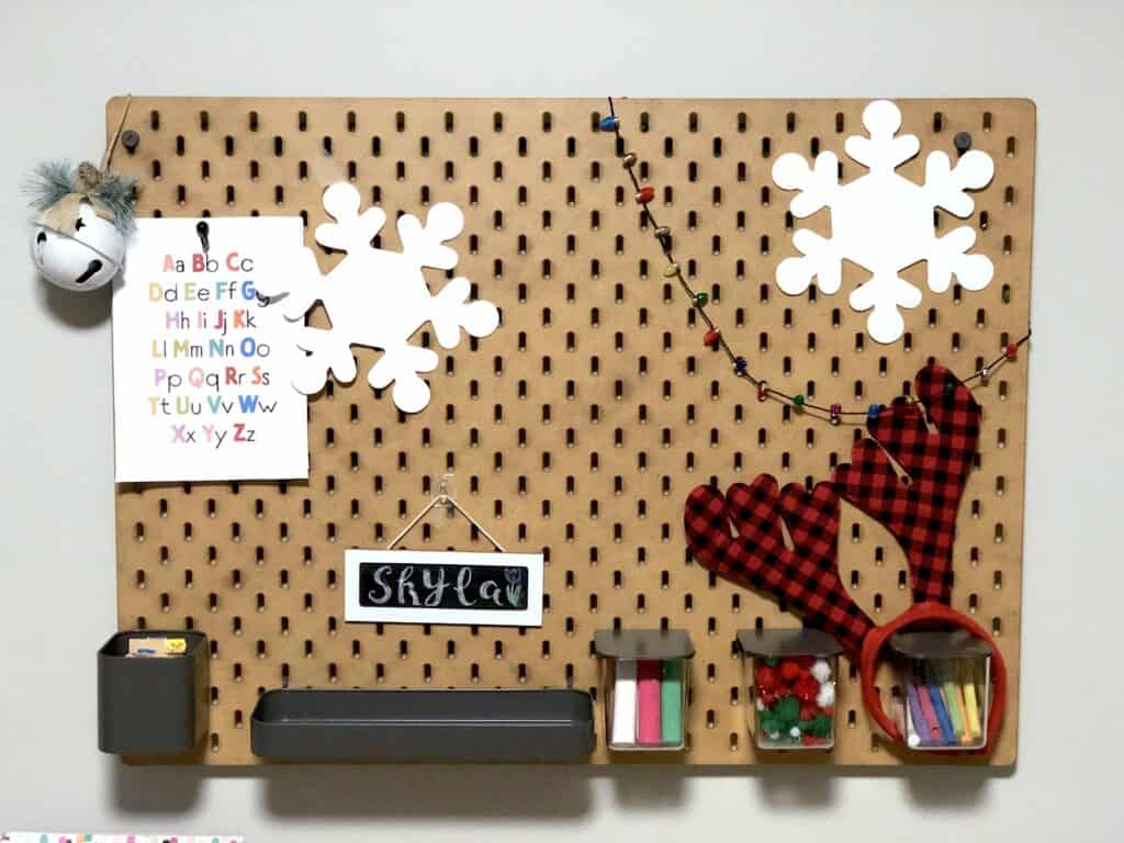 We decided to add a few subtle Christmas Decor touches to the kid's playroom and homeschool room for Holidays! This Will be a Great Place To Do Their Christmas Crafts and Christmas Games.