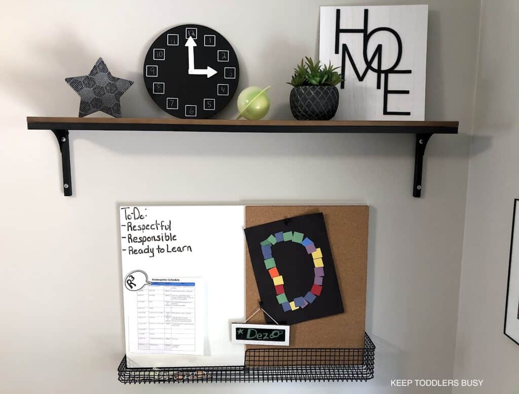 Check Out Part Two of The Kid's Homework Station and Playroom Storage Makeover. It's Now A Home Work Space That's Perfect For Home School or After School Activities and Great For Small Spaces.