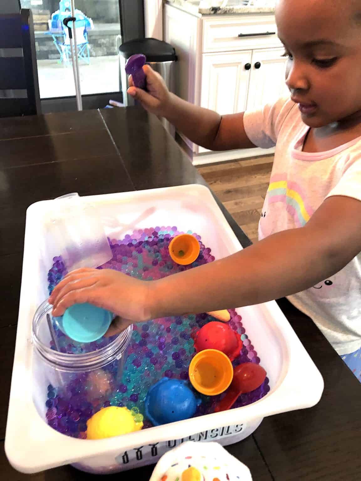 sensory bin ideas. with orbies Keep Toddlers Busy