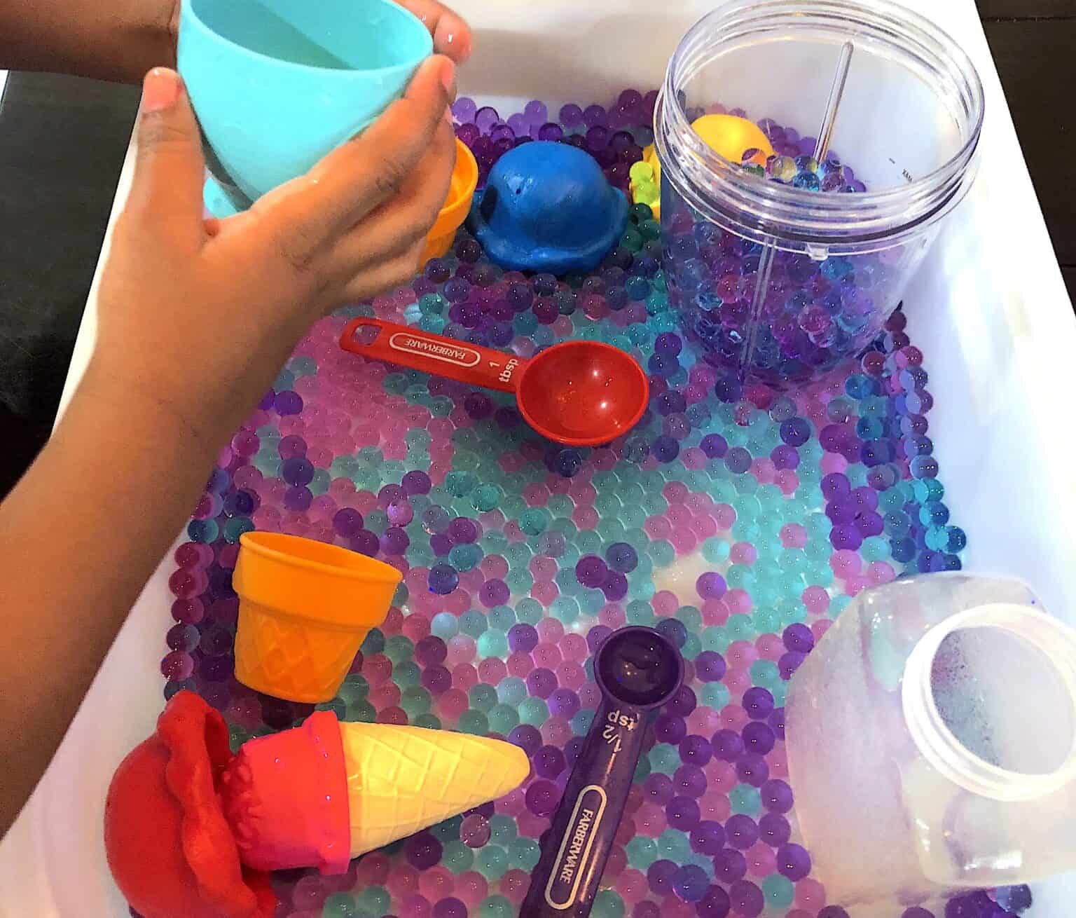 water bead sensory bin ideas cubs Keep Toddlers Busy