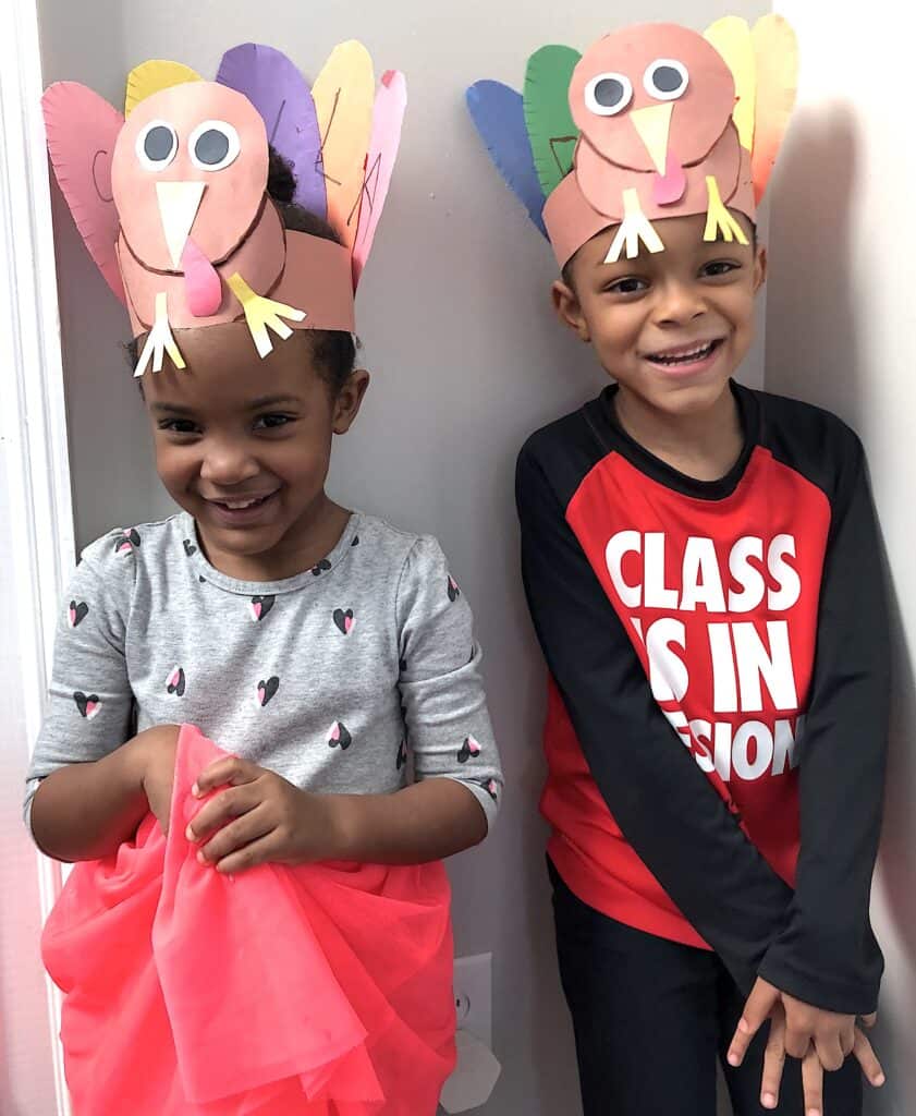 This Adorable Thanksgiving Turkey Craft Will Be A Hit With The Kids! This Cool Turkey Hat with Name Recognition Activity Inspires Just Plain Fun and Learning. Let Your Kids Wear Them on Thanksgiving!