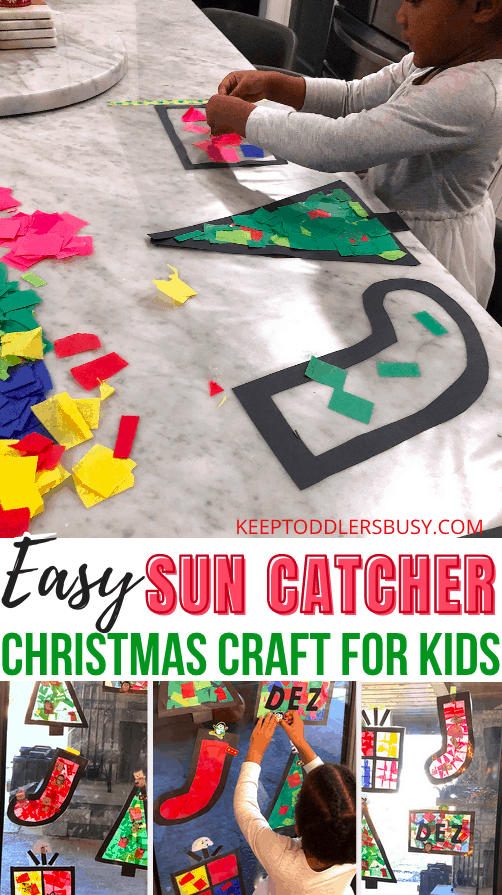 Christmas Crafts just Make This Time of The Year Special! This Easy Suncatcher Craft Kids Will Love Is Super Fun For The Holidays! #christmascrafts #christmas #Christmascraftsforkids #suncatchers